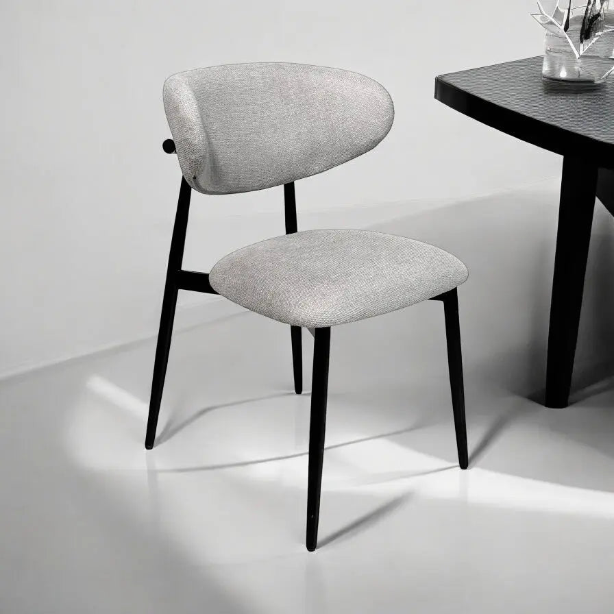 Modern Elegance Grey Dining Chair - Sleek Metal Frame & Fabric Upholstery Luxury Casa