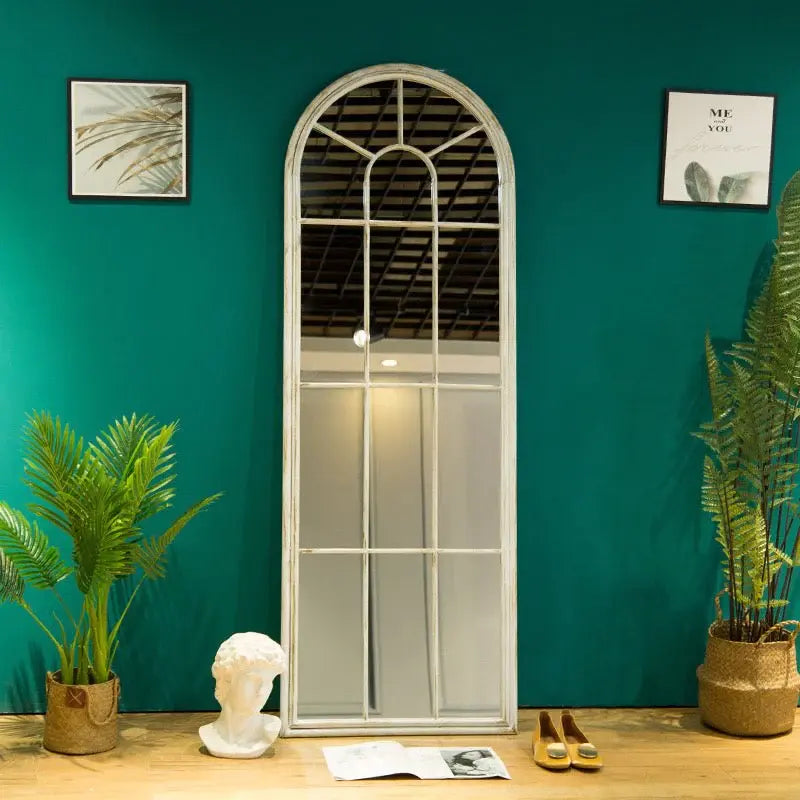 Off White Window Shape Arch Mirror For Floor Luxury Casa