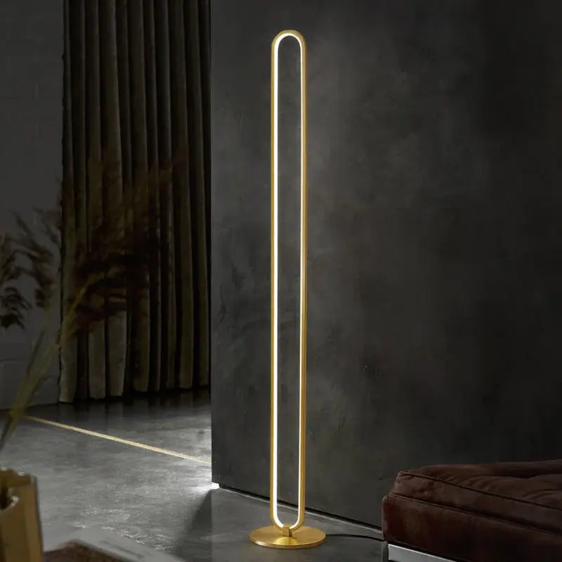 Oval Liner Golden LED Floor Lamp Luxury Casa
