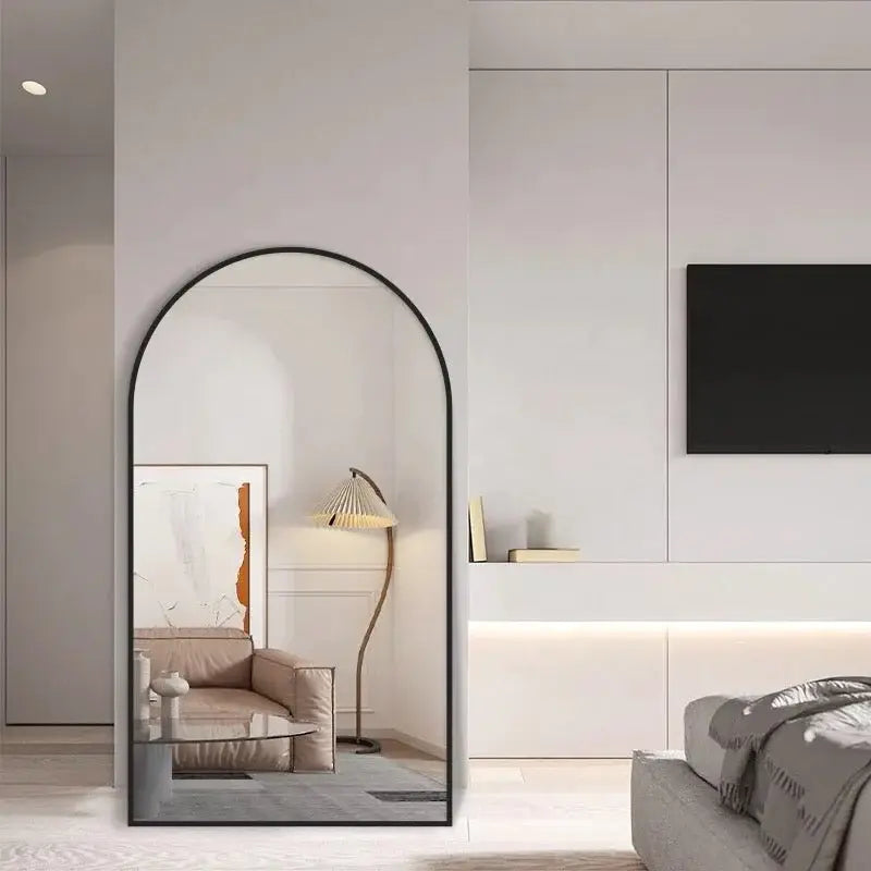Oversize Black Frame Arch Shape Mirror Luxury Casa