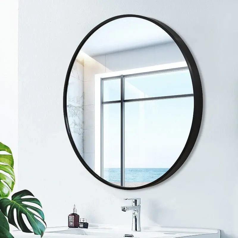 Round Shape Aluminium Black Frame Wall Mirror Luxury Casa