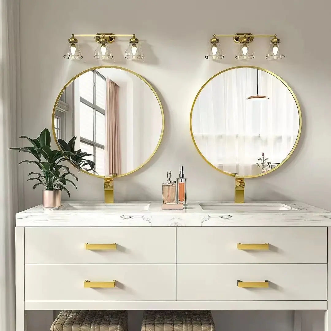 Round Shape Aluminium Frame Wall Mirror Luxury Casa