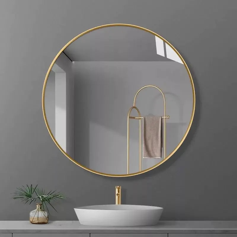 Round Shape Aluminium Frame Wall Mirror Luxury Casa