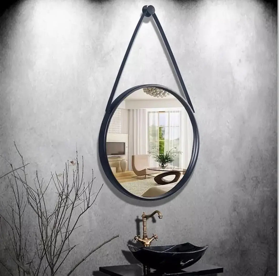 Round Shape Hanging Wall Mirror Luxury Casa