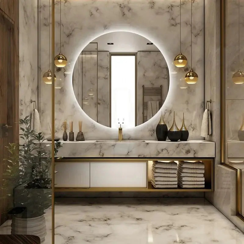 Round Shape Wall Frameless Mirror Luxury Casa