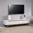 White & Oak TV Unit with Wooden Base Luxury Casa