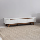 White & Oak TV Unit with Wooden Base Luxury Casa