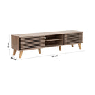 Oak Wooden TV Unit with Slatted Doors Luxury Casa