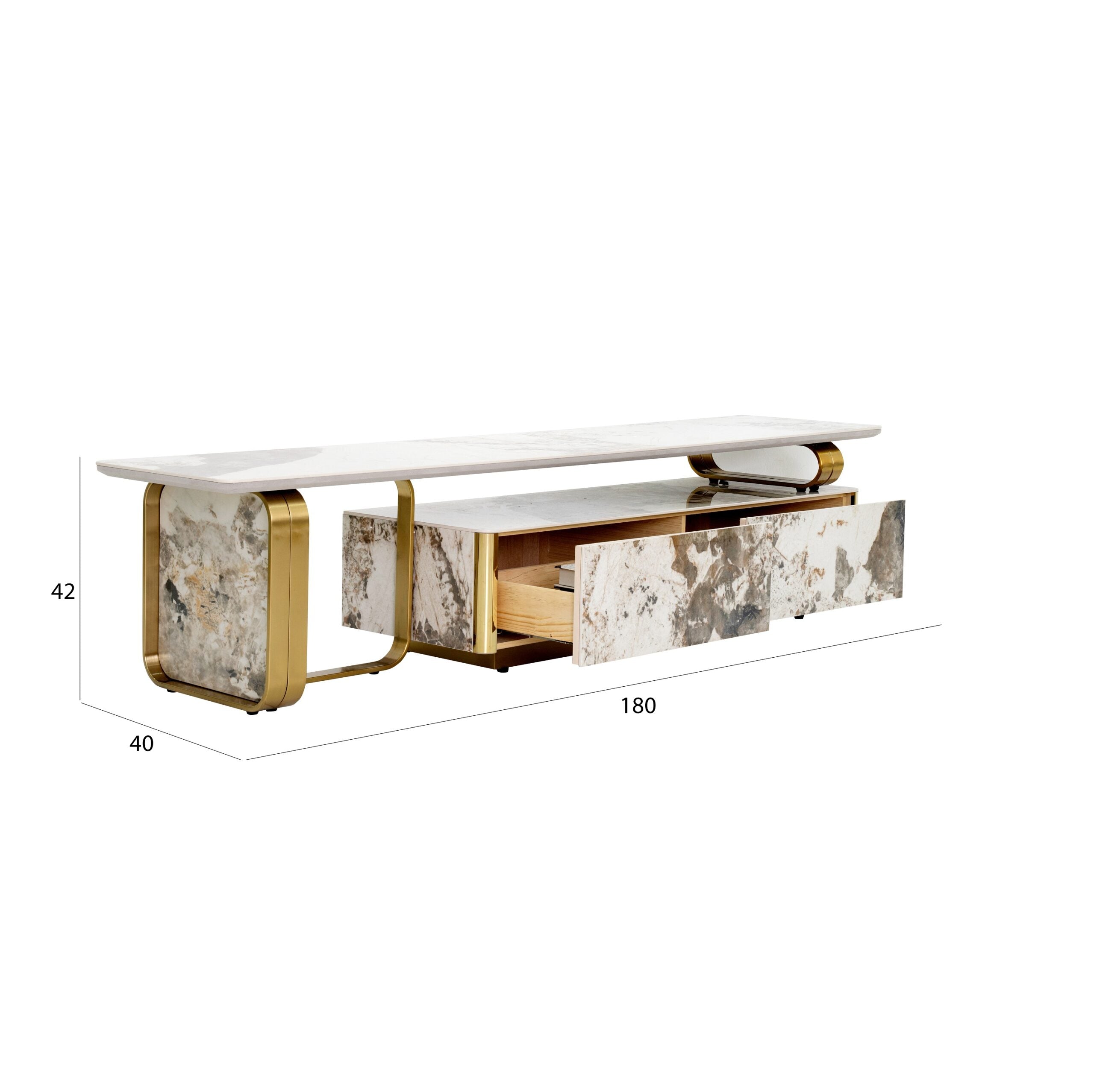 Luxury Marble & Gold TV Unit Luxury Casa