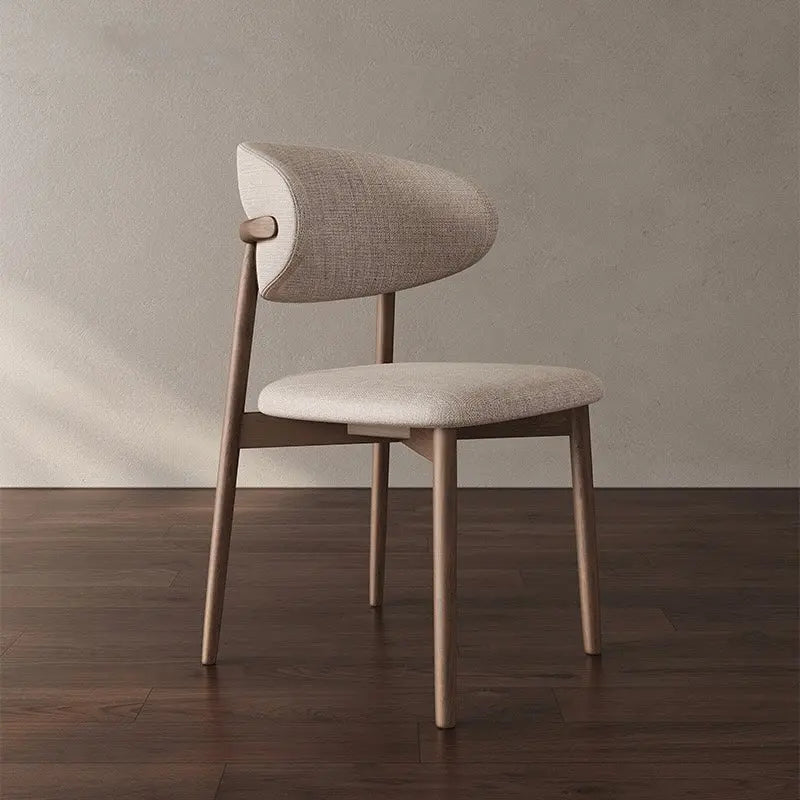 Scandinavian Dining Chair - Beige linen Upholstery Luxury Casa