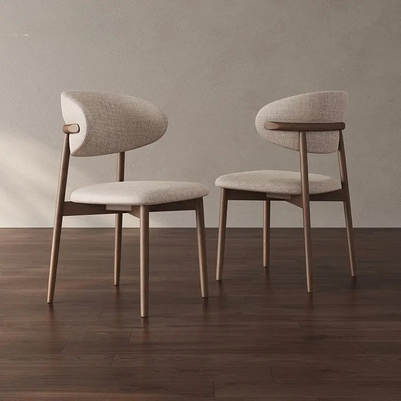 Scandinavian Dining Chair - Beige linen Upholstery Luxury Casa