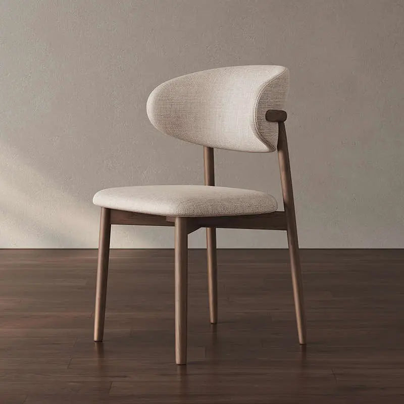 Scandinavian Dining Chair - Beige linen Upholstery Luxury Casa