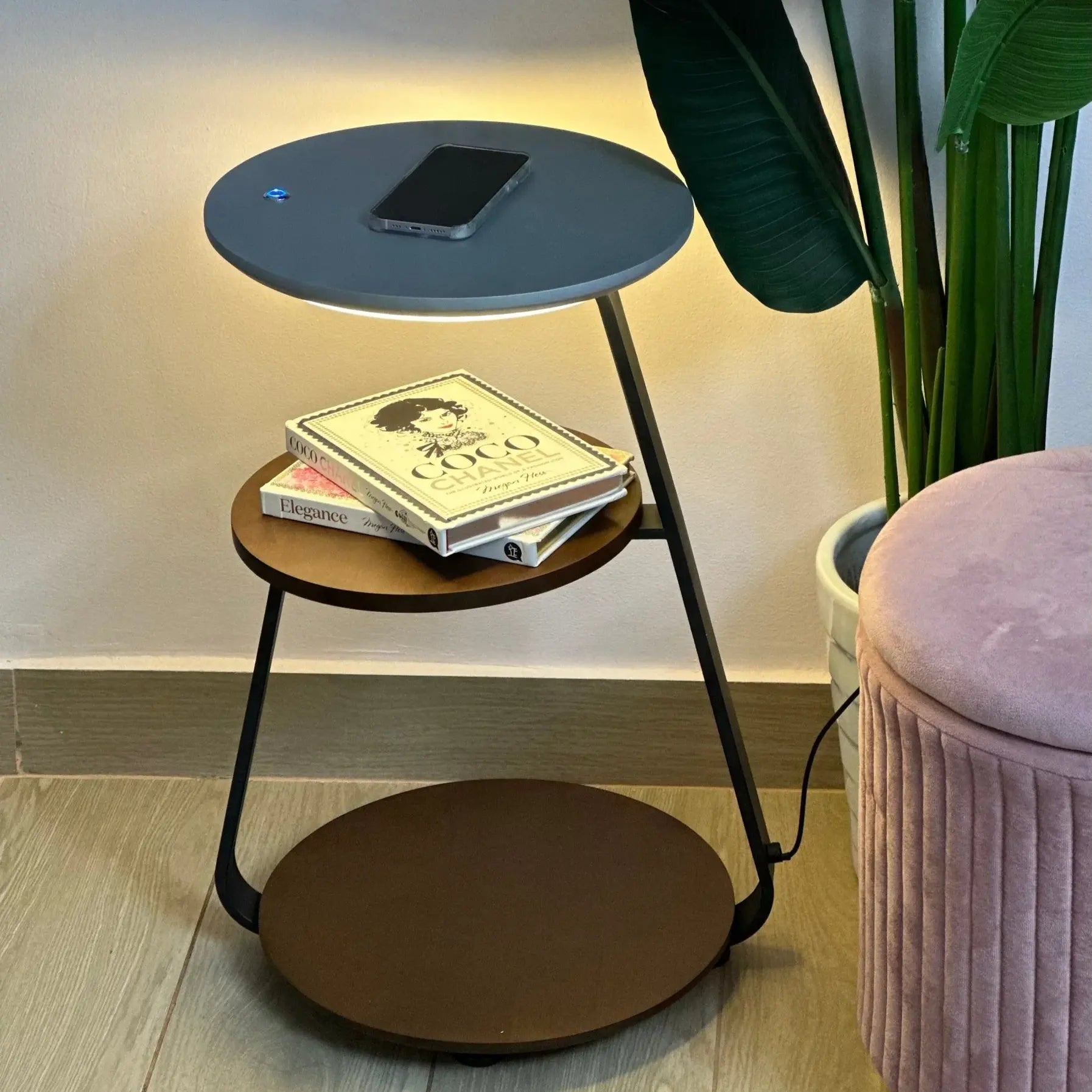 Side Table With Wireless Charger Luxury Casa
