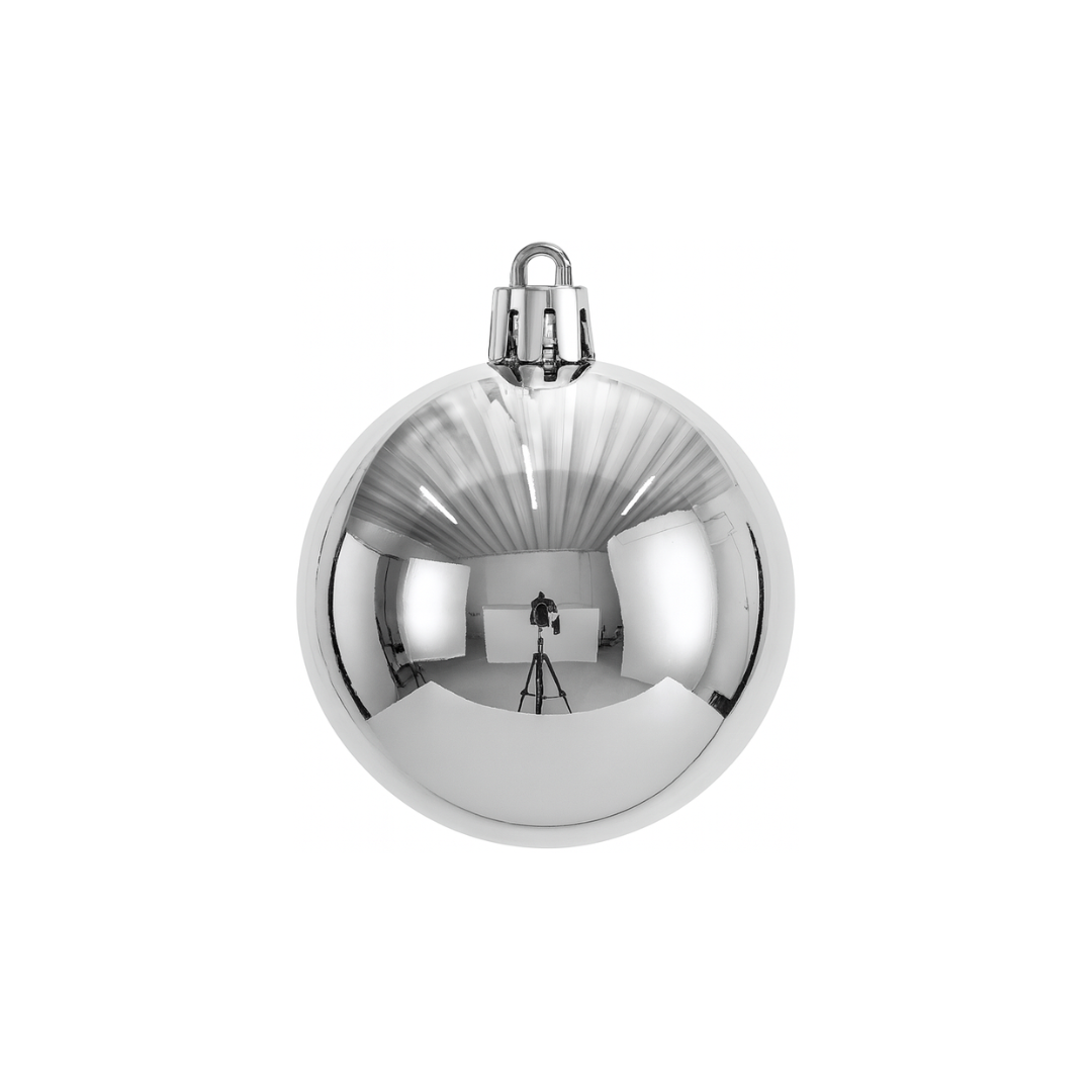 Silver Christmas Bauble Ornament – 15 cm (Glossy Shatterproof Decoration) Luxury Casa