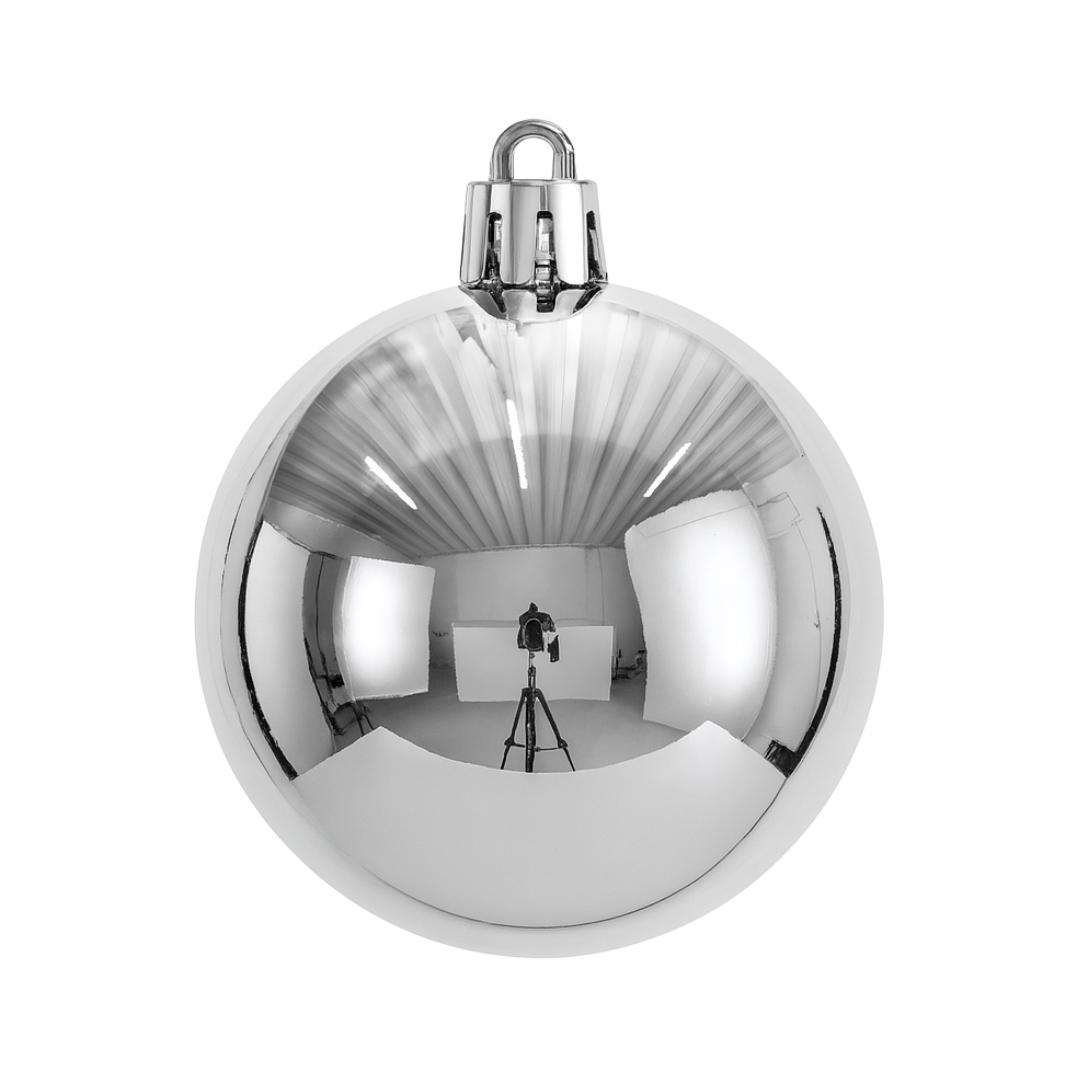 Silver Christmas Bauble Ornament – 25 cm (Glossy Shatterproof Decoration) Luxury Casa