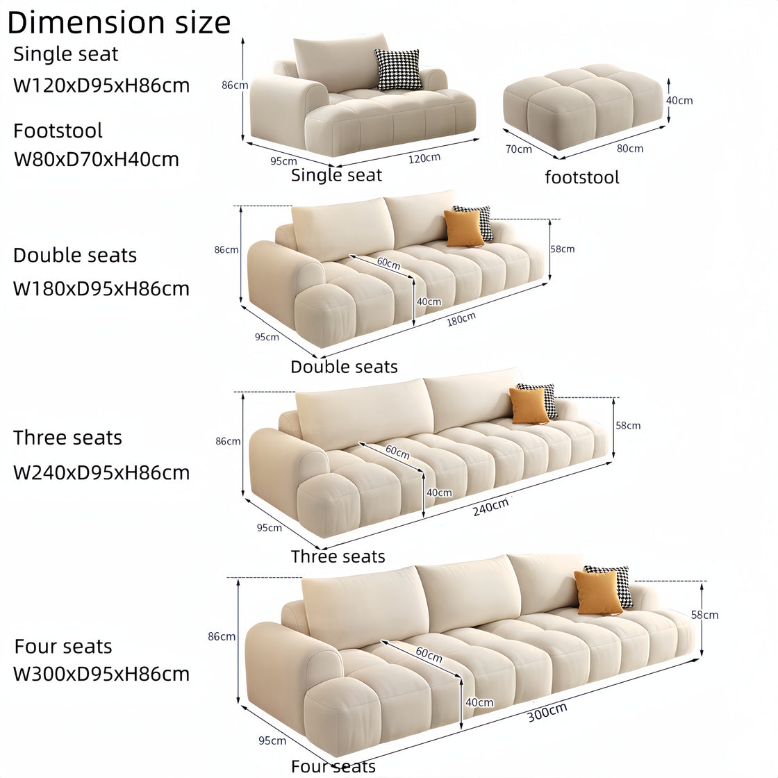 Modern Modular Cloud Sofa Set Luxury Casa
