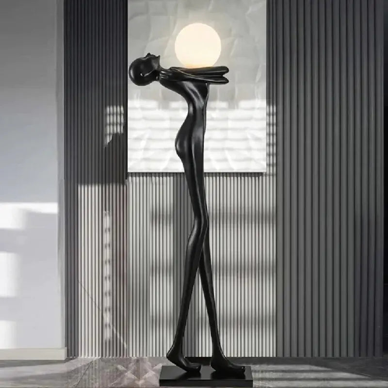 Standing Women Black Floor Lamp Luxury Casa