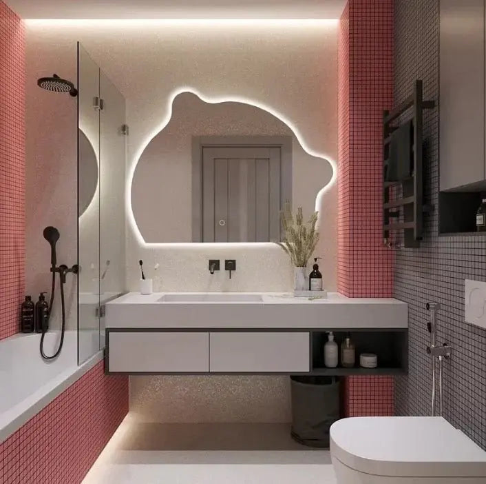 Unique Shape Frameless Mirror With LED Light Luxury Casa
