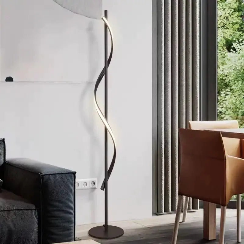 Wave Shape LED Black Floor Lamp Luxury Casa