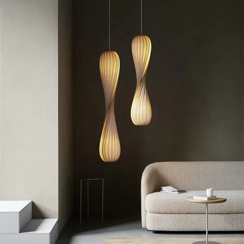 Wood Curvy Pendant Light Luxury Casa