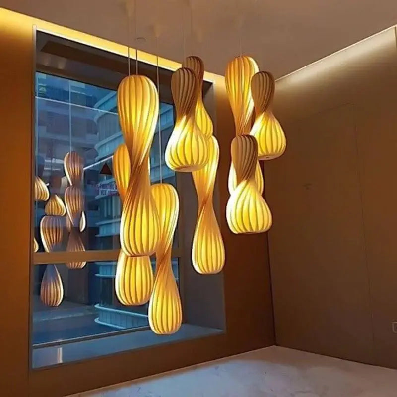 Wood Curvy Pendant Light Luxury Casa