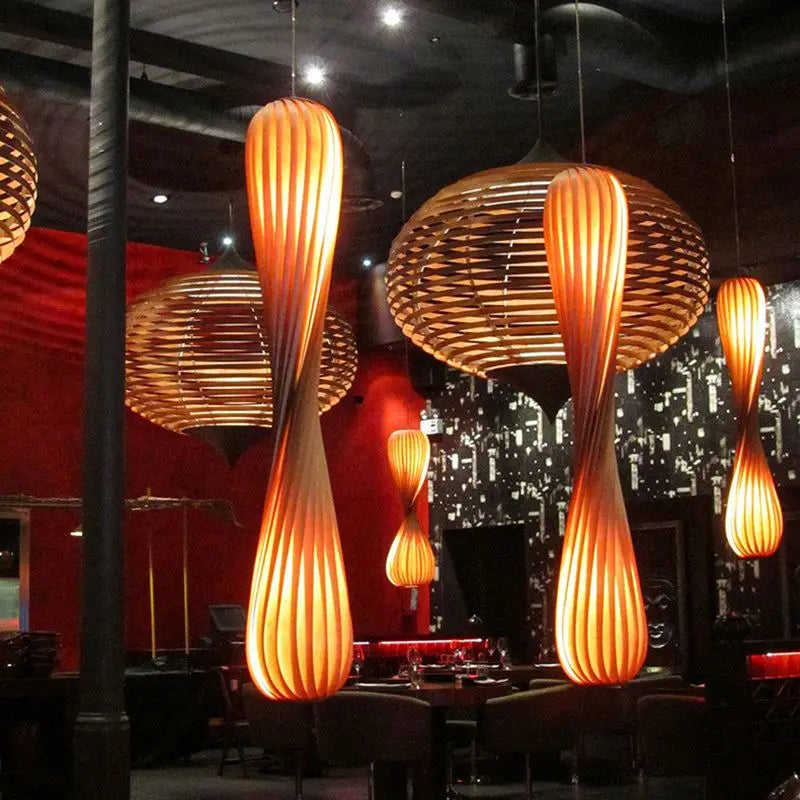 Wood Curvy Pendant Light Luxury Casa