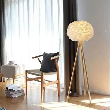 Wooden Feather Floor Lamp Luxury Casa
