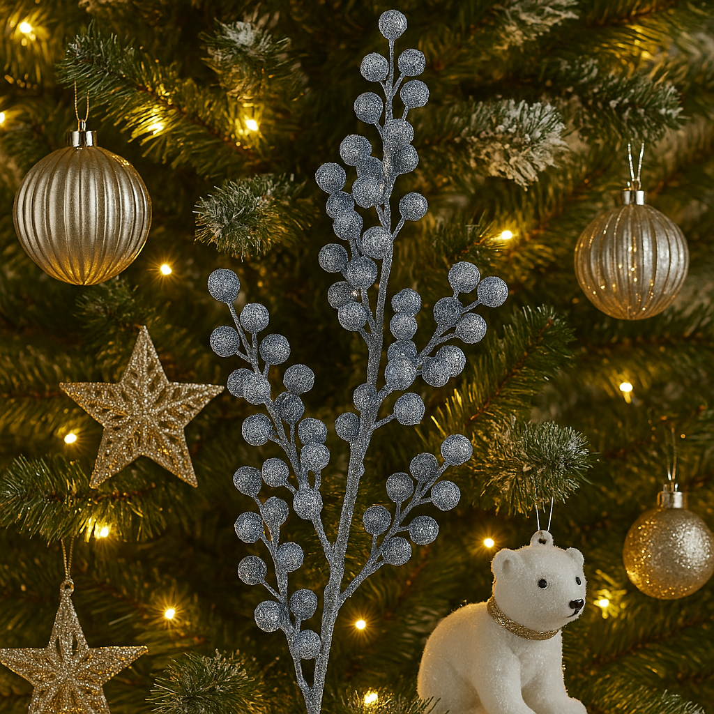 Christmas Silver Berry Stem Decoration Luxury Casa