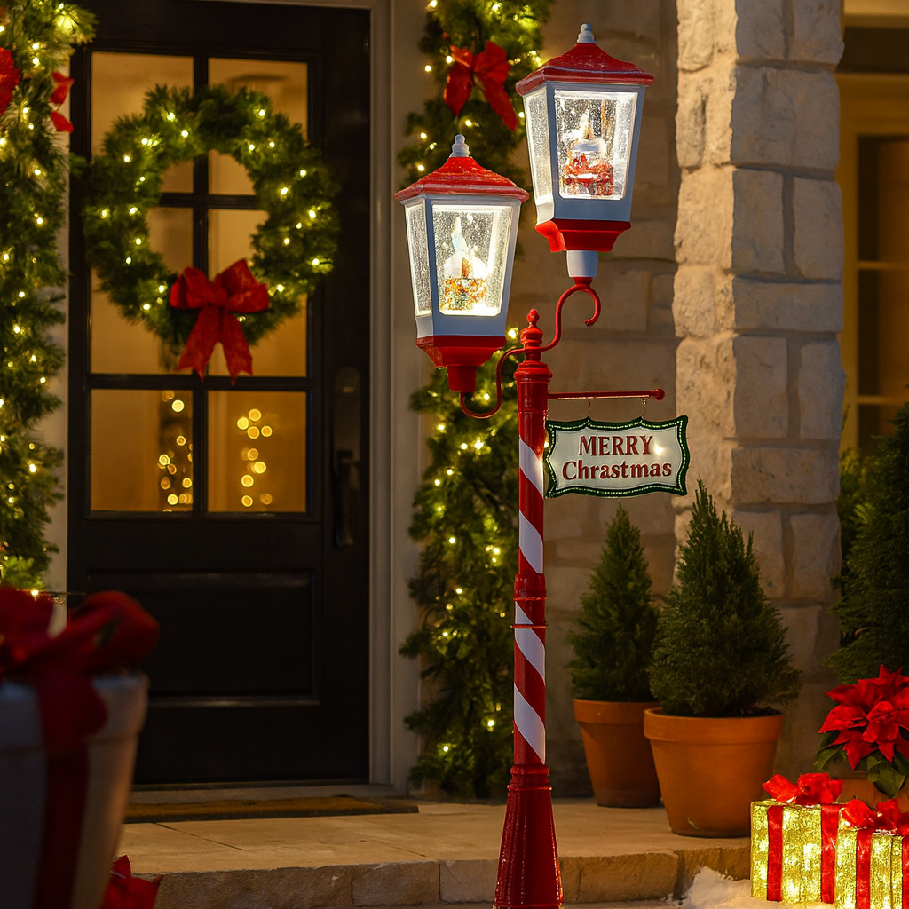 Christmas Musical Lamp Post with Snowfall Luxury Casa