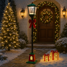 Christmas Musical Green & Black Lamp Post with Snowfall Luxury Casa