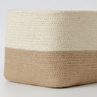 Two-Tone Woven Storage Basket – Beige & Natural Luxury Casa