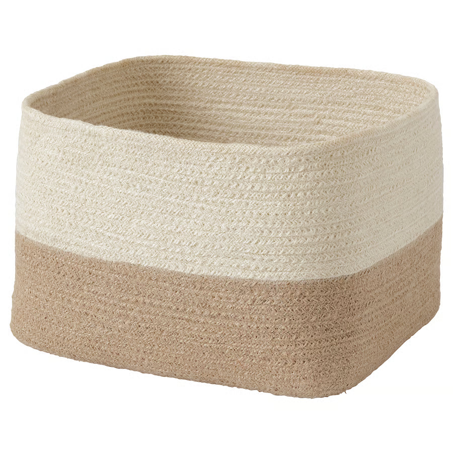 Two-Tone Woven Storage Basket – Beige & Natural Luxury Casa