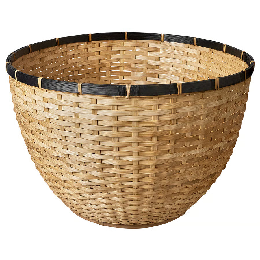Round Bamboo Basket with Black Trim Luxury Casa