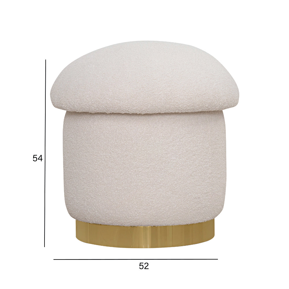 Round Bouclé Ottoman with Gold Base Luxury Casa