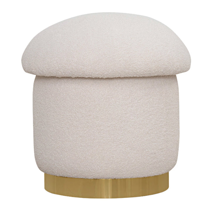 Round Bouclé Ottoman with Gold Base Luxury Casa