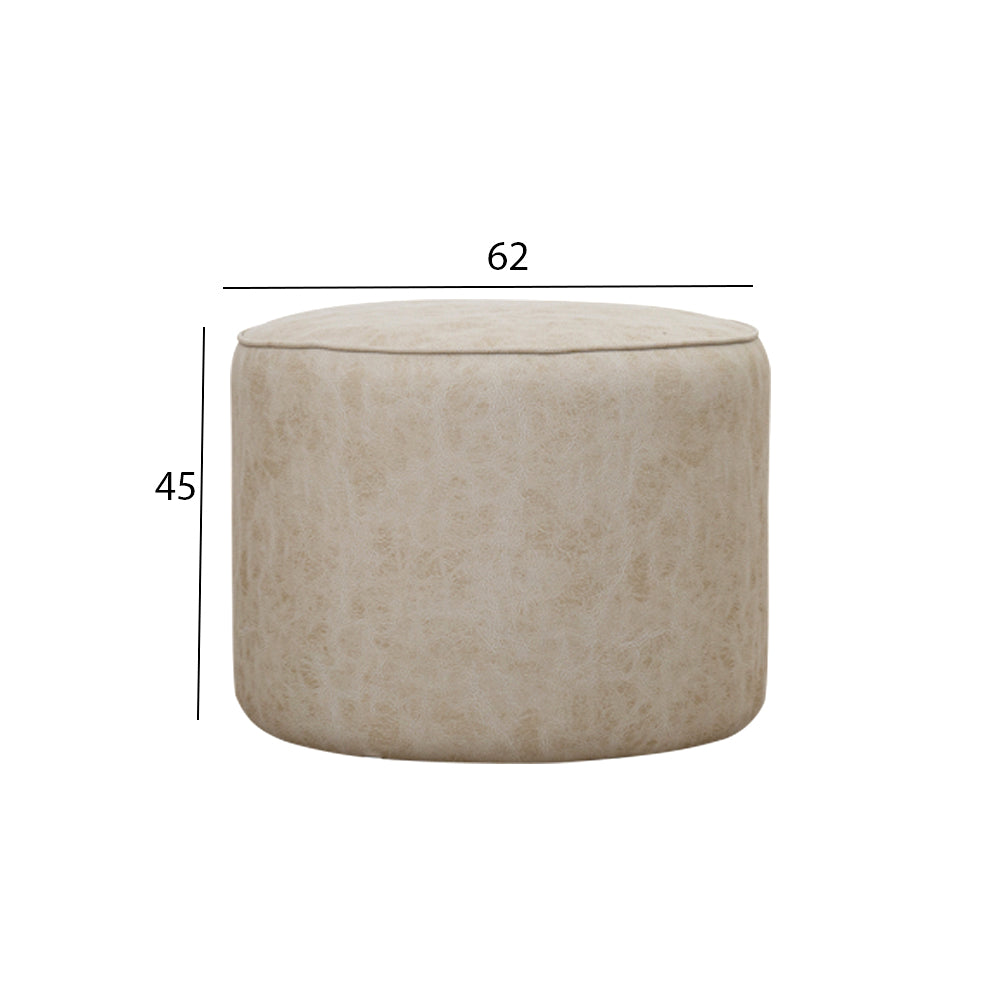 Round Faux Leather Ottoman – Beige Luxury Casa