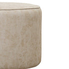 Round Faux Leather Ottoman – Beige Luxury Casa