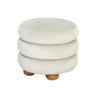 Round Velvet Ottoman Stool with Wooden Legs Luxury Casa