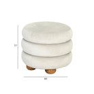 Round Velvet Ottoman Stool with Wooden Legs Luxury Casa