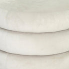 Round Velvet Ottoman Stool with Wooden Legs Luxury Casa