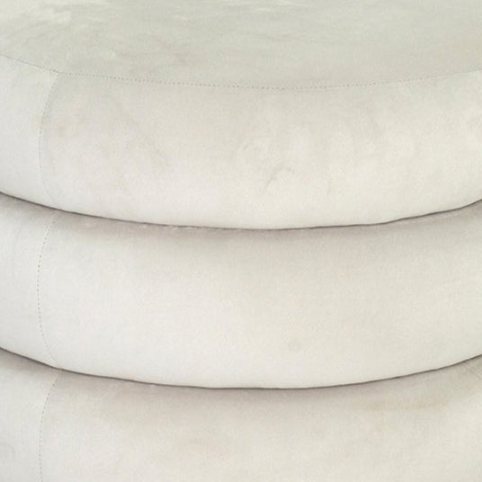 Round Velvet Ottoman Stool with Wooden Legs Luxury Casa