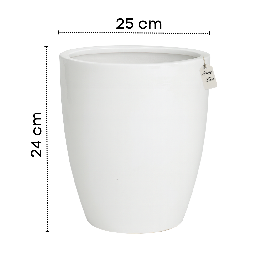 Glossy Tapered Round Planter – Modern Decorative Pot - Small Luxury Casa