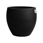 Dark Ribbed Round Planter – Modern Decorative Pot - Medium Luxury Casa