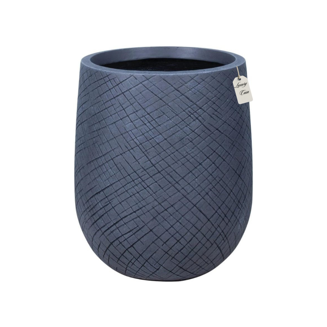 Crosshatch Textured Planter – Modern Decorative Pot - Medium Luxury Casa