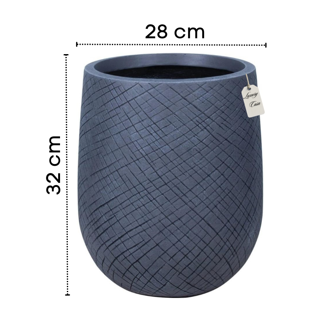 Crosshatch Textured Planter – Modern Decorative Pot - Medium Luxury Casa