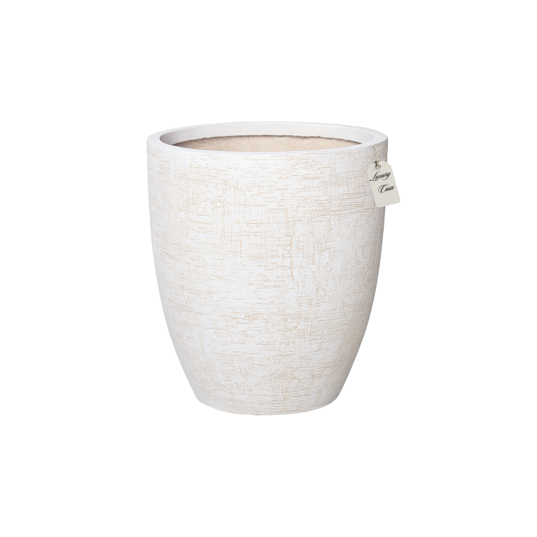 Engraved Textured Tall Planter – Modern Decorative Pot - Small Luxury Casa
