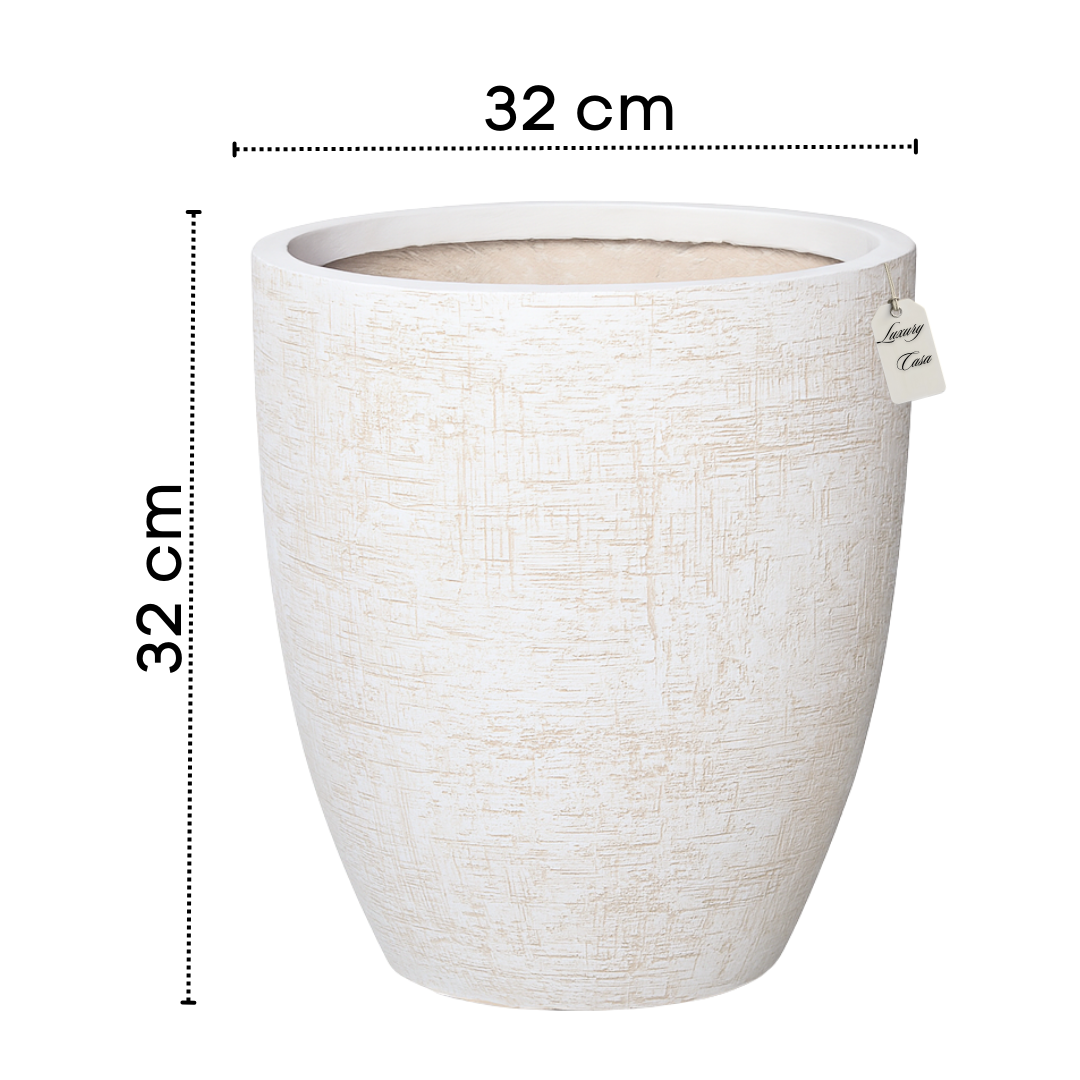 Engraved Textured Tall Planter – Modern Decorative Pot - Small Luxury Casa