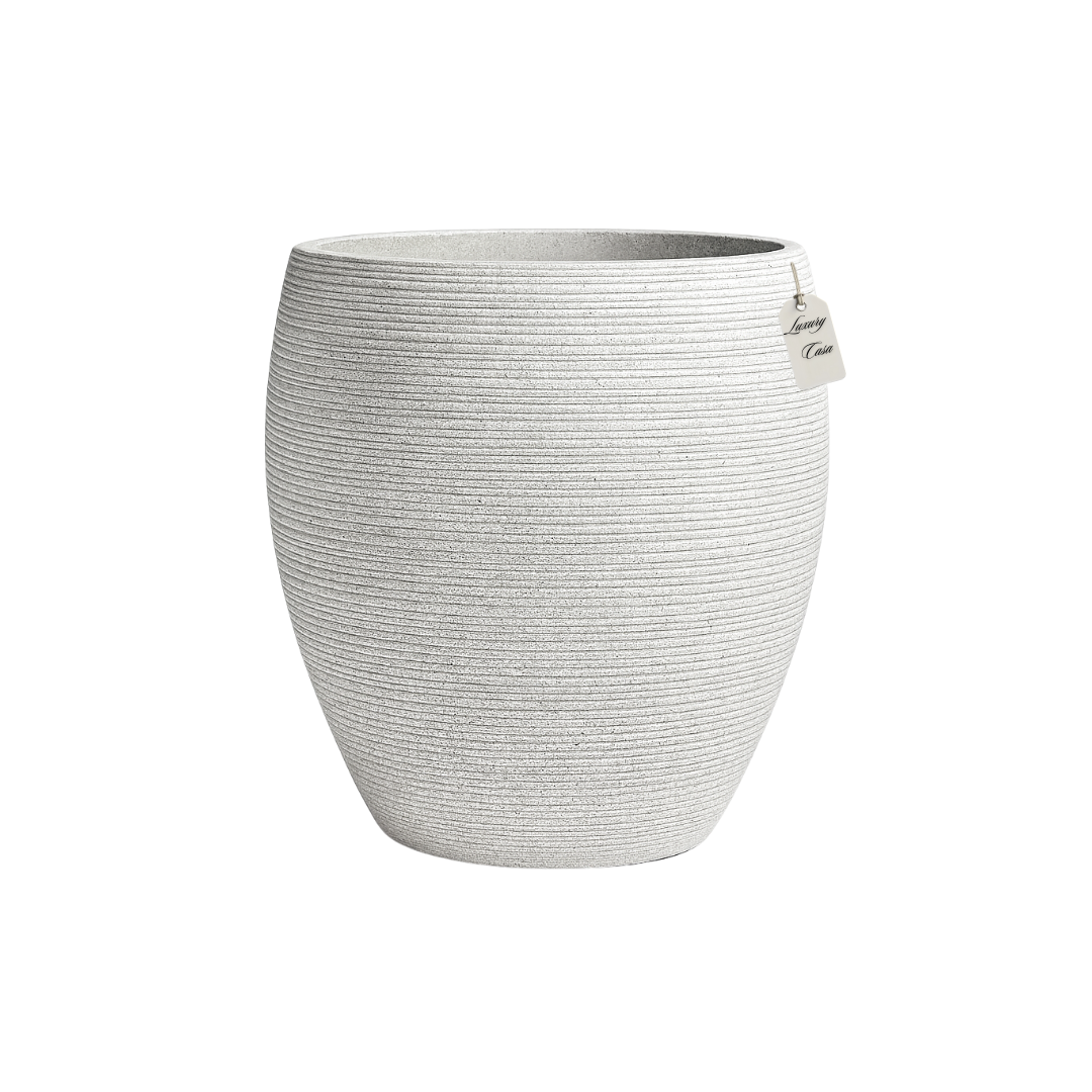 Horizontal Ribbed Round Planter – Modern Decorative Pot - Small Luxury Casa