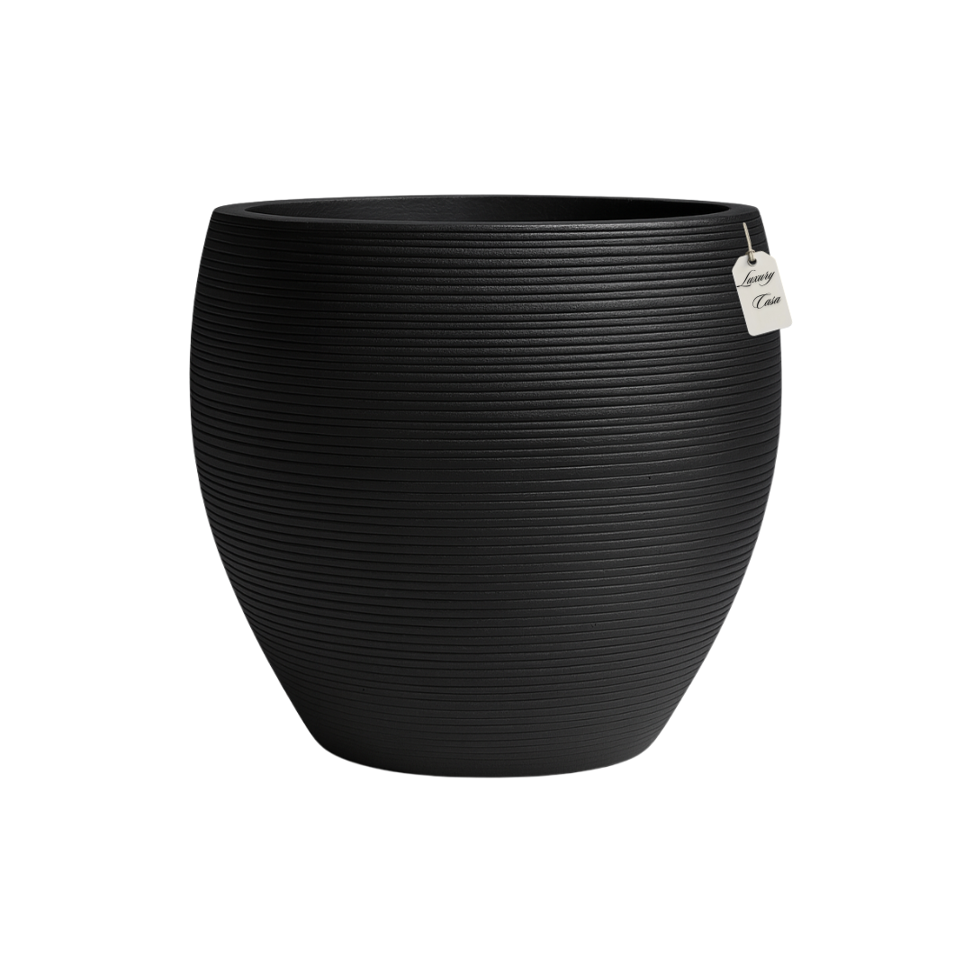Horizontal Ribbed Round Planter – Modern Decorative Pot - Small Luxury Casa
