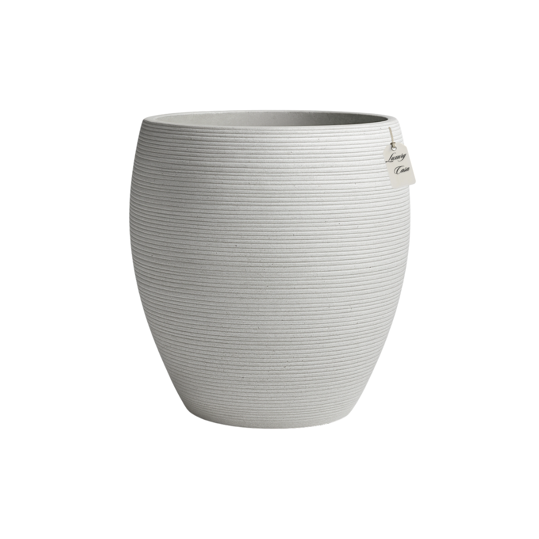 Horizontal Ribbed Round Planter – Modern Decorative Pot - Small Luxury Casa
